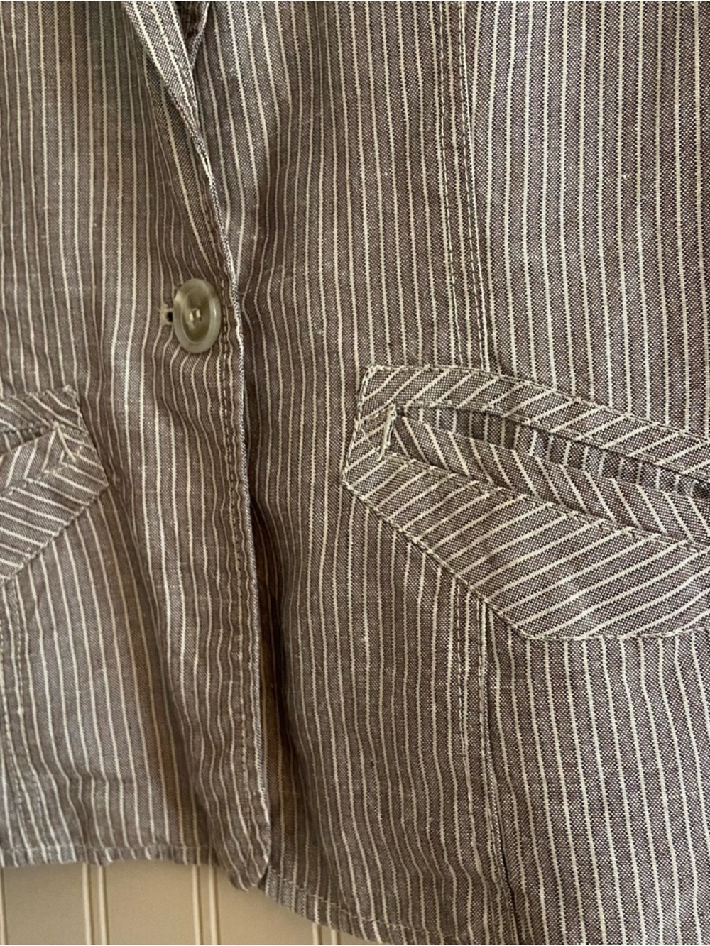 Le Chateau Striped Linen Blazer in Grey/Brown/Cream Women’s Size Small - Picture 2 of 8